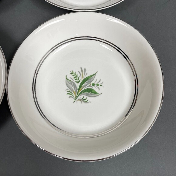 Pope Gosser Encore Soup Cereal Bowls Platinum Trim 7 5/8" across Lot of 5 - Picture 5 of 9